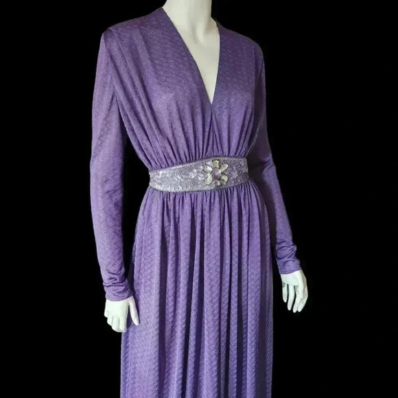 Vintage 70s Sequin Shubette of London Party Dress S/XS - Picture 7 of 10